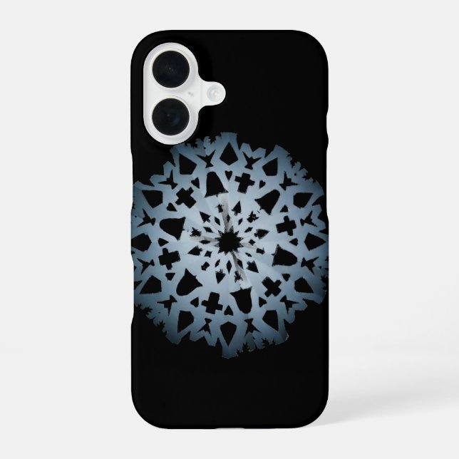 Coque iPhone 16 Flocon de neige (noir) (Verso)