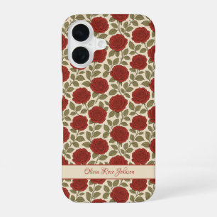 Coque iPhone 16 Floral de rose rouge Vintage victorienne