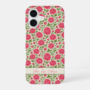 Coque iPhone 16 Floral Girly esthétique Lush Peonés rose
