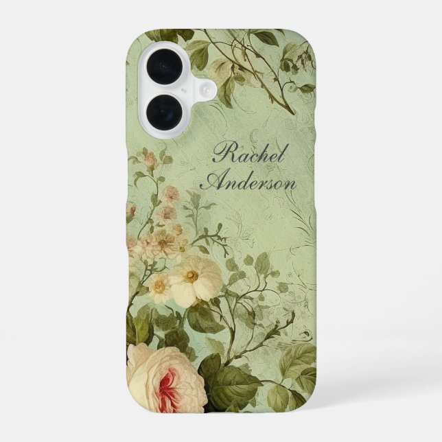 Coque iPhone 16 Floral Vintage rustique (Verso)