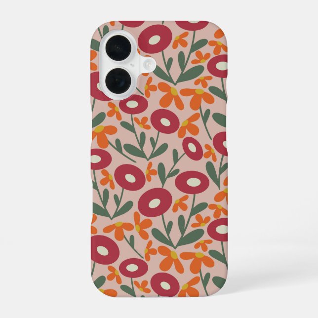 Coque iPhone 16 Flore Abstraite Rose (Verso)
