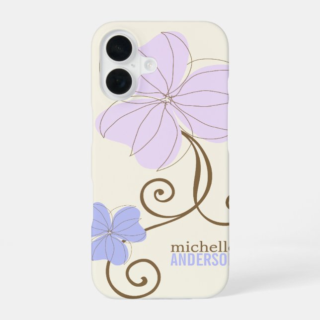 Coque iPhone 16 Flore violette chic (Verso)