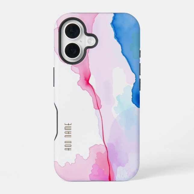 Coque iPhone 16 Flux d'aquarelle Abstrait (Verso)