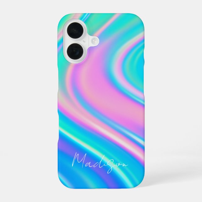 Coque iPhone 16 Flux de vague iridescent (Verso)