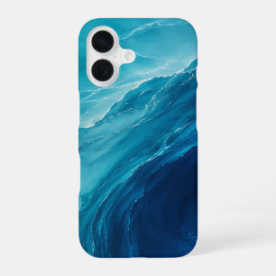 Coque iPhone 16 Flux d'Océan Turquoise Luxueux