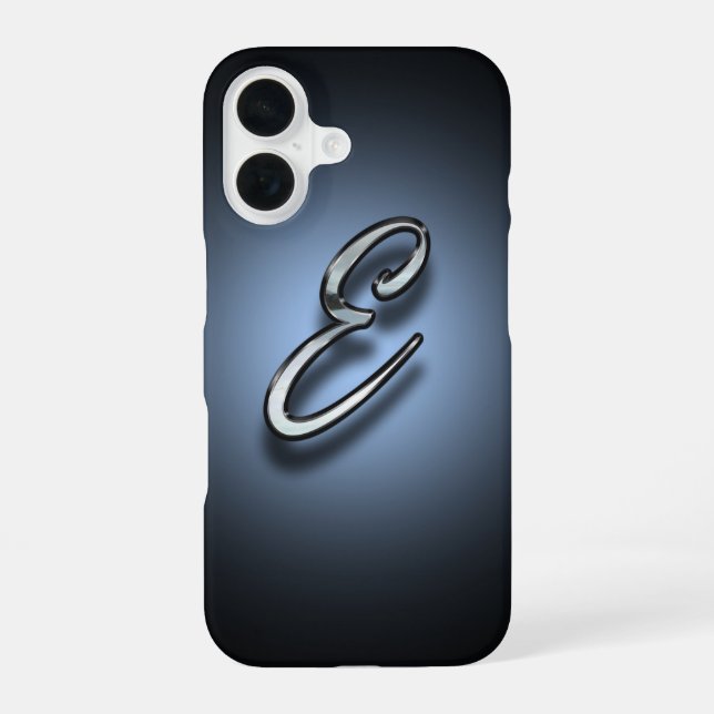 Coque iPhone 16 Fond de projecteur Monogramme E (Verso)