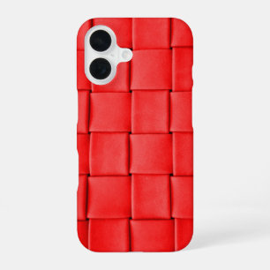 Coque iPhone 16 fond en cuir rouge tressé