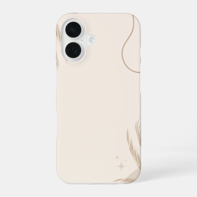 Coque iPhone 16 Fond Linktree Floral Esthétique Brun Beige | (Verso)