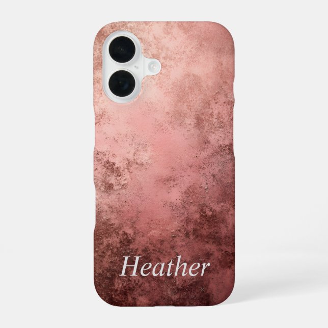 Coque iPhone 16 Fond texturé or rose  (Verso)