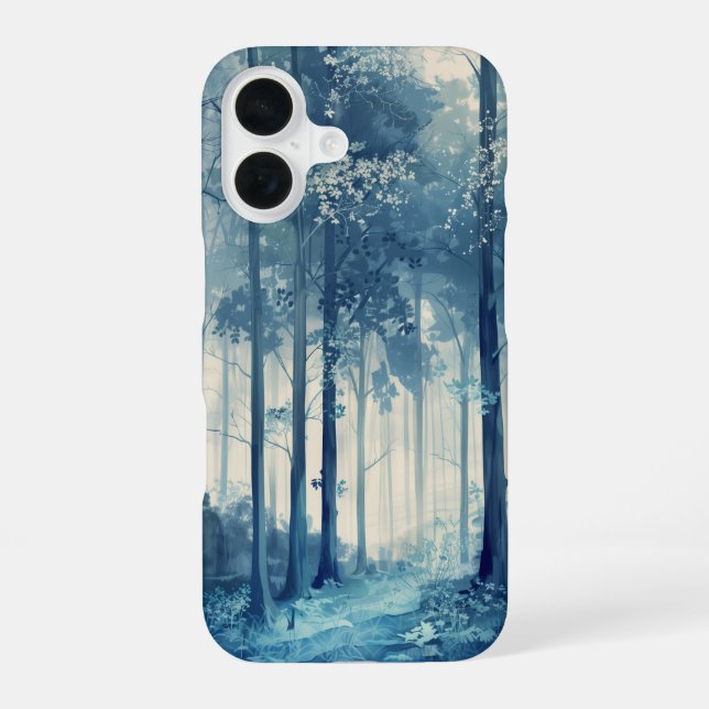 Coque iPhone 16 Forêt Bleue Fraîche (Verso)