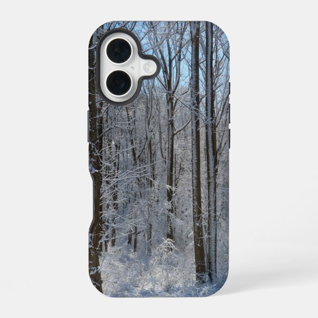 Coque iPhone 16 Forêt de peupliers enneigés I  (Verso)