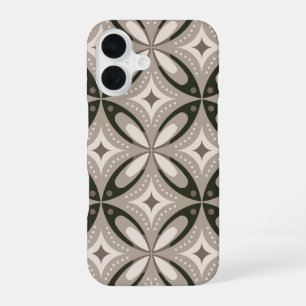 Coque iPhone 16 Formes circulaires rétro beige et marron