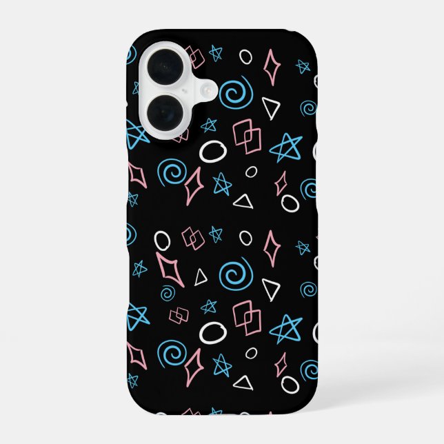 Coque iPhone 16 Formes de couleurs transgenres (Verso)