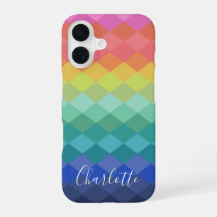 Coque iPhone 16 Formes Géométriques Colorées Arc-en-ciel Personnal