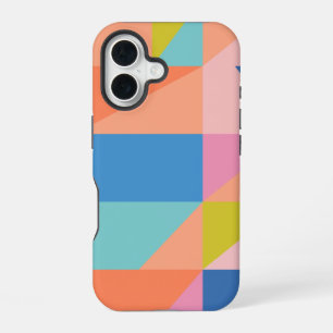 Coque iPhone 16 Formes modernes colorées en bleu et orange vifs