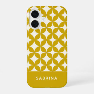 Coque iPhone 16 Formes modernes du milieu du siècle Jaune Personna