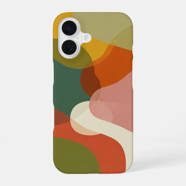 Coque iPhone 16 Formes organiques superposées rétro (Verso)