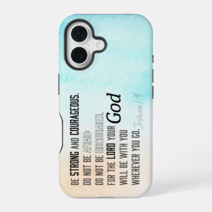 Coque iPhone 16 Fort et courageux Josué 1:9 Verset biblique
