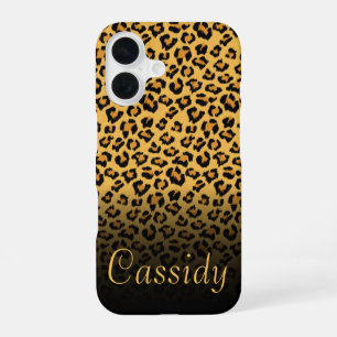 Coque iPhone 16 Fourrure fausse Imprimé léopard sauvage avec nom e