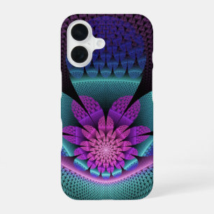 Coque iPhone 16 Fractal Imaginaire coloré à motif inhabituel