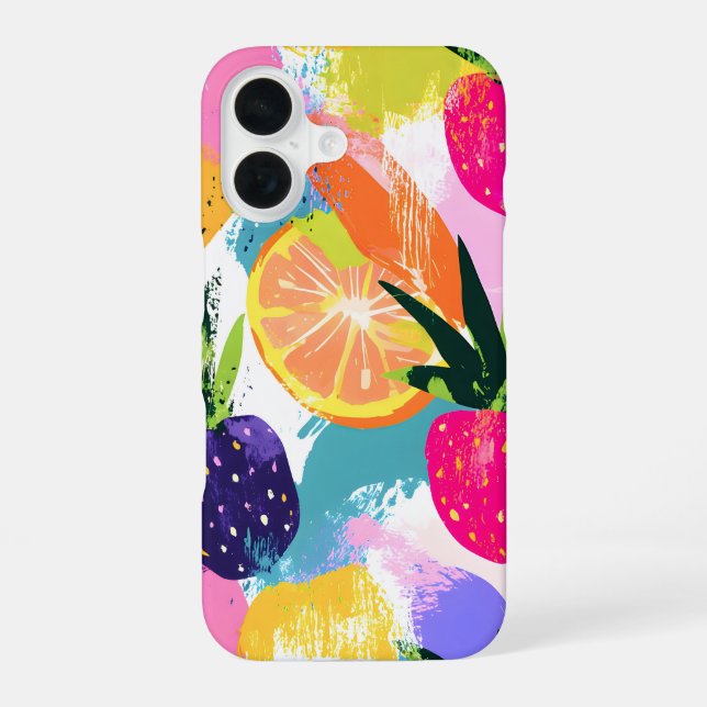Coque iPhone 16 Fruit tropical d'été Fiesta (Verso)