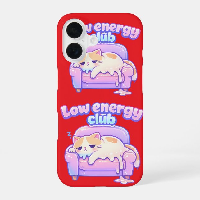Coque iPhone 16 Funny Tired Cute Cat Melting on Chair Phone Case (Verso)