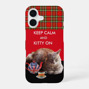 COQUE iPhone 16 GARDEZ SON CALME ET KITTY ALLUMÉE, THÉÂTRE DE THÉ