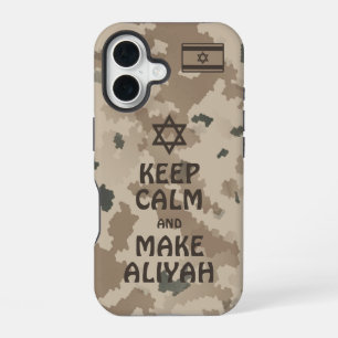 Coque iPhone 16 Gardez votre calme et faites votre Aliyah - Désert
