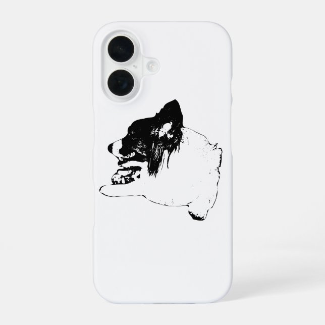 Coque iPhone 16 : Gardien loyal Corgi à l'encre (Verso)