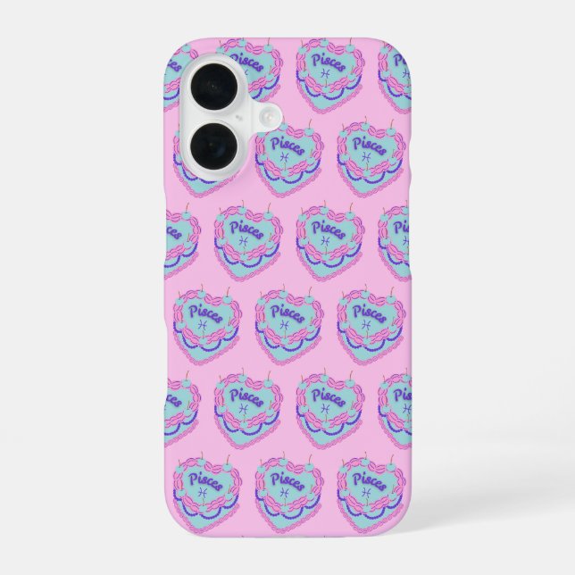 Coque iPhone 16 Gâteau d'anniversaire Cœur Coquette Poissons (Verso)