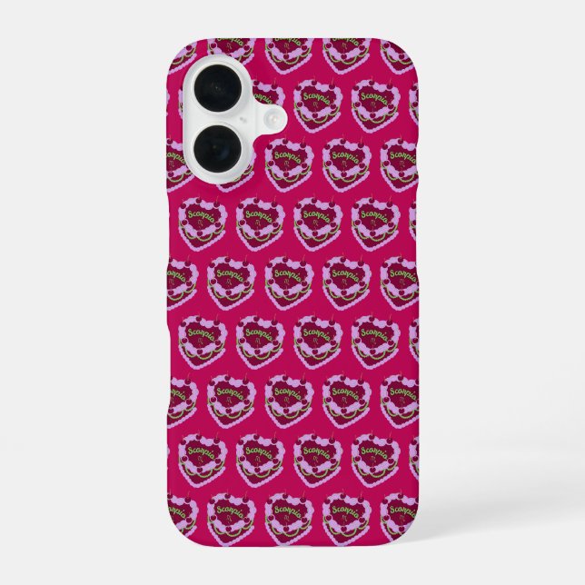Coque iPhone 16 Gâteau d'anniversaire Cœur Coquette Scorpion (Verso)