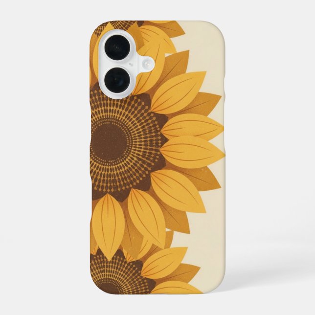 Coque iPhone 16 Géométrie de tournesol stylisée rétro (Verso)