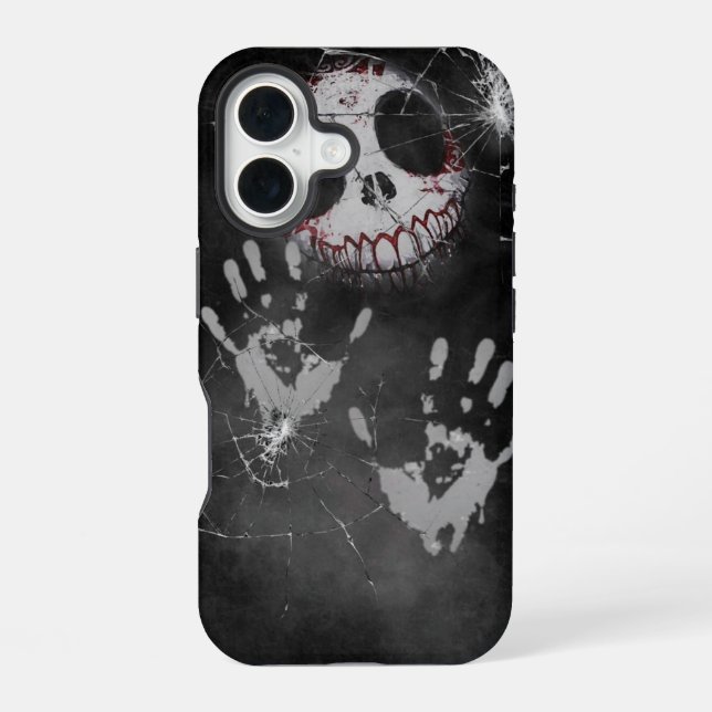 Coque iPhone 16 Ghostly Handprint Shattered Screen Horror iPhone C (Verso)