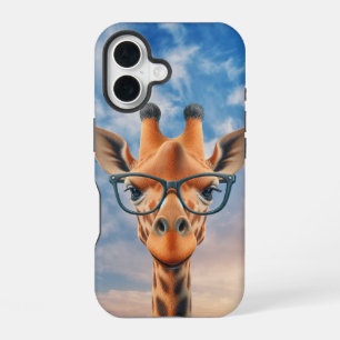 Coque iPhone 16 Girafe portant des lunettes