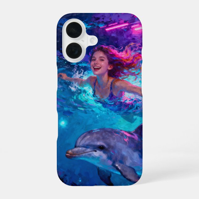 Coque iPhone 16 Girl and Dolphin (Verso)
