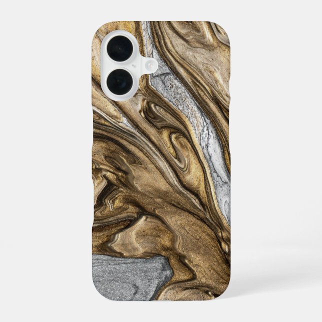 Coque iPhone 16 glamour 002 liquide couleurs marron (Verso)