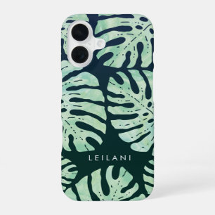 Coque iPhone 16 Glamour Tropical Feuilles de jungle à l'aquarell