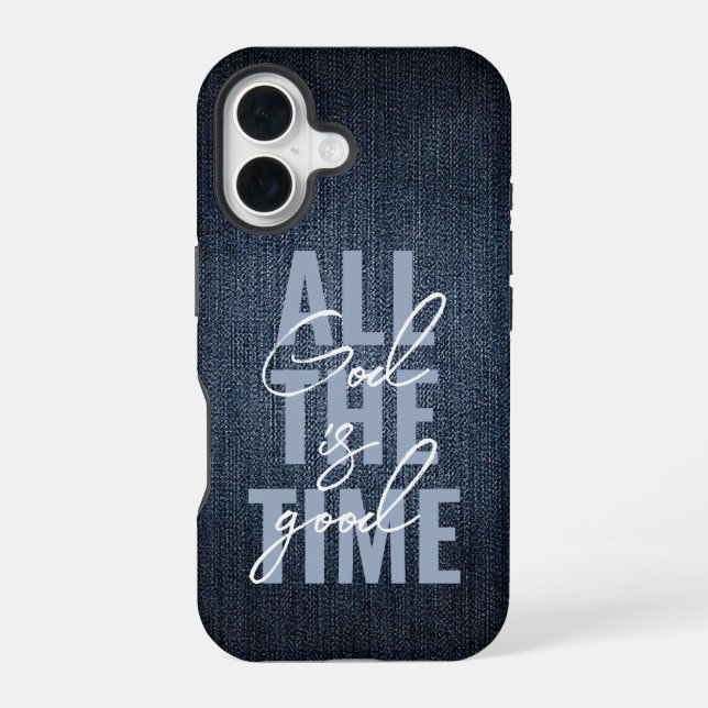 Coque iPhone 16 God is Good Denim (Verso)