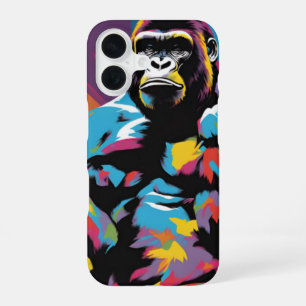 Coque iPhone 16 Gorille Bodybuilder Haltérophile Pop Art Cartoon