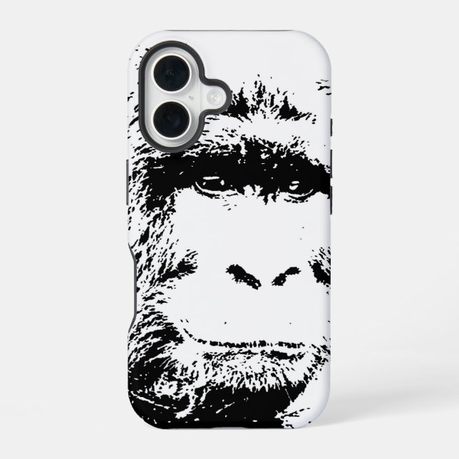 Coque iPhone 16 Gorille Noir & Blanc (Verso)