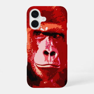 Coque iPhone 16 Gorille Pop Art Rouge