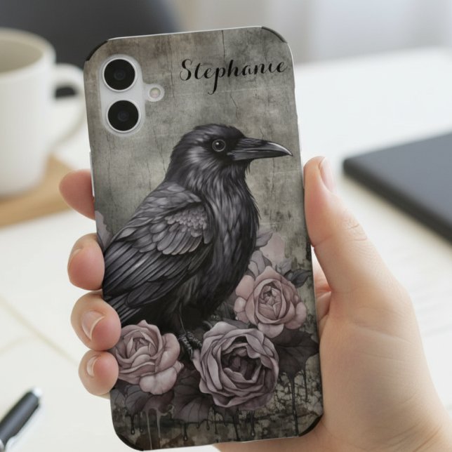 Coque iPhone 16 Gothique Corbeau Noir Dark Academia (Gothic black raven phone case)