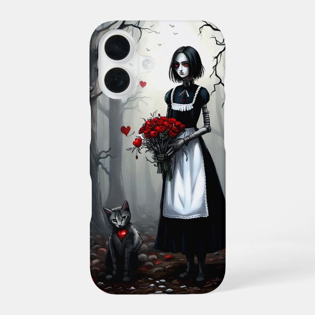Coque iPhone 16 Gothique Robot Girl (Verso)