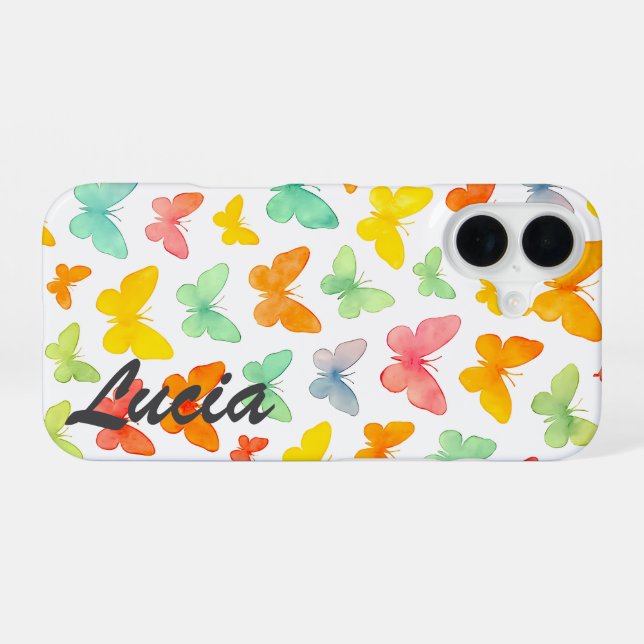 Coque iPhone 16 Grâce en une ligne : Silhouette de papillon (Verso Horizontal)