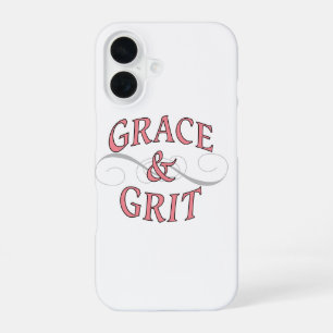 Coque iPhone 16 Grâce et détermination en rose et gris