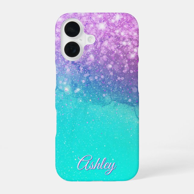 Coque iPhone 16 Gradient de galaxie néon (Verso)