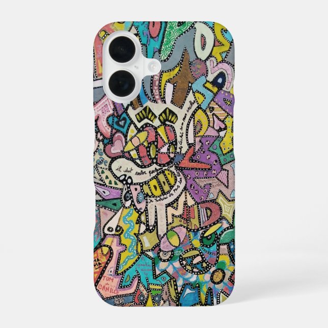 Coque iPhone 16 Graffiti coloré, (Verso)