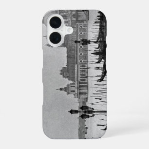 Coque iPhone 16 Grand Canal noir et blanc Venise Italie Voyage