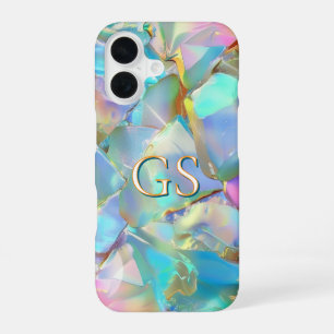 Coque iPhone 16 Grand Monogramme ou Nom sur Opale