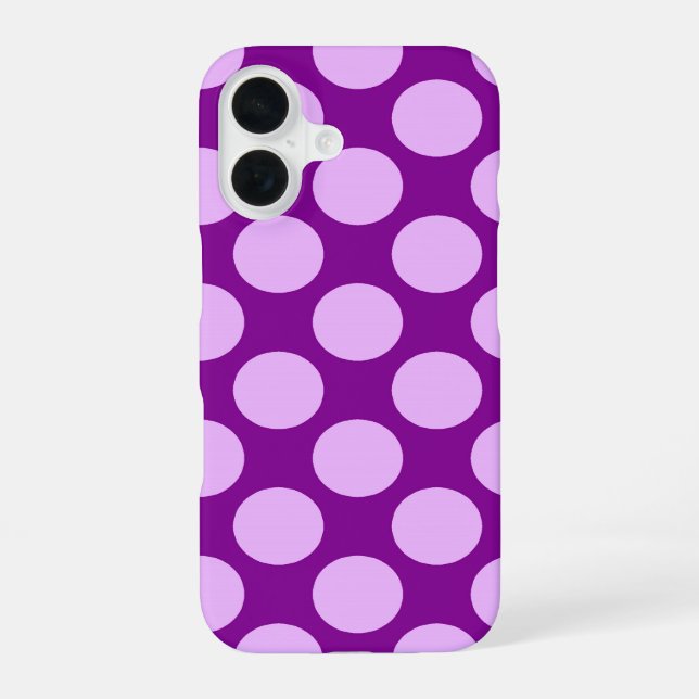 Coque iPhone 16 Grands points rétro - orchidée et violet (Verso)